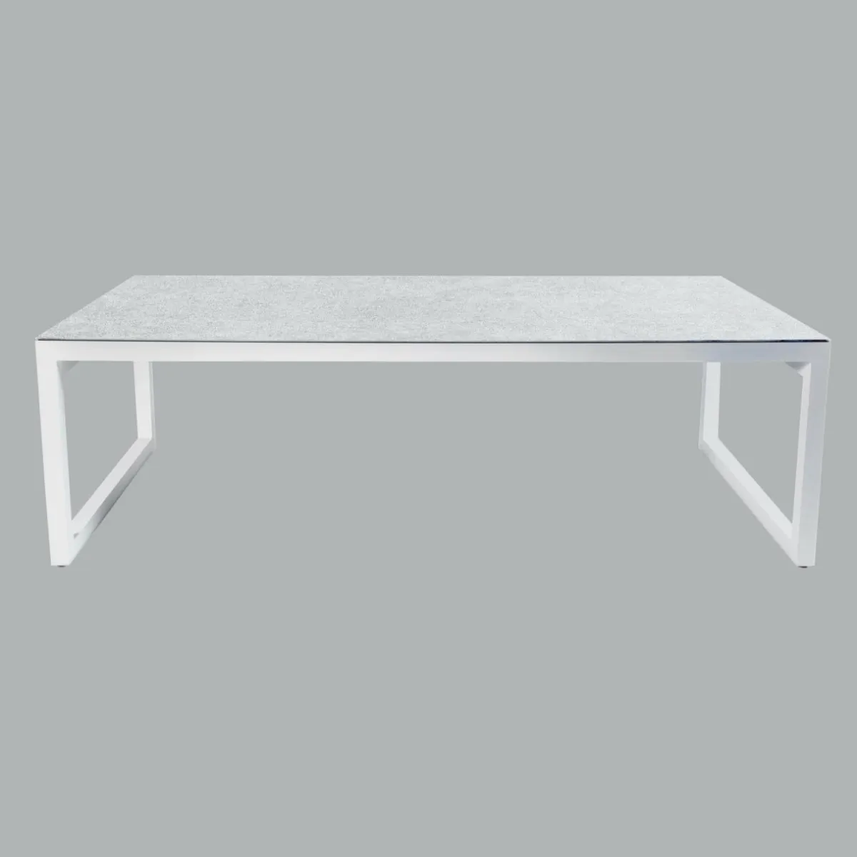 MOBELLIA Table de jardin en aluminium et céramique 12 places (260 x 120 cm) Kore Blanc et Gris clair Discount