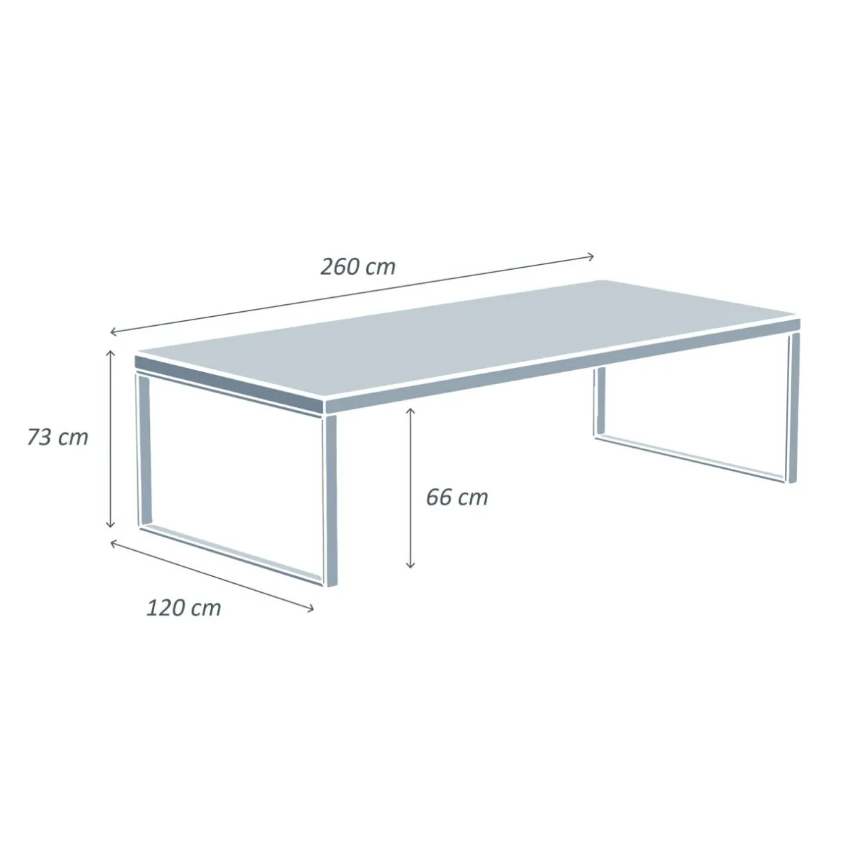 MOBELLIA Table de jardin en aluminium et céramique 12 places (260 x 120 cm) Kore Blanc et Gris clair Discount