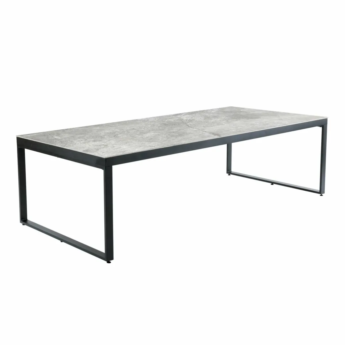MOBELLIA Table de jardin en aluminium et céramique 10 places (240 x 120 cm) Kore Gris et gris anthracite Effet Pierre gris - gris anthracite Discount