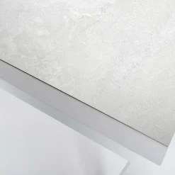 MOBELLIA Table de jardin en aluminium et céramique 6 places (150 x 75 cm) Modena Blanc