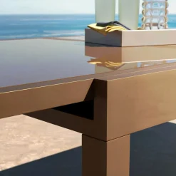 MOBELLIA Table de jardin extensible en verre 12 places (200/320 x 100 cm) Murano Bronze Discount