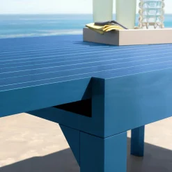 MOBELLIA Table de jardin extensible en aluminium 8 places (90/180 x 90 cm) Murano Bleu pétrole Clearance