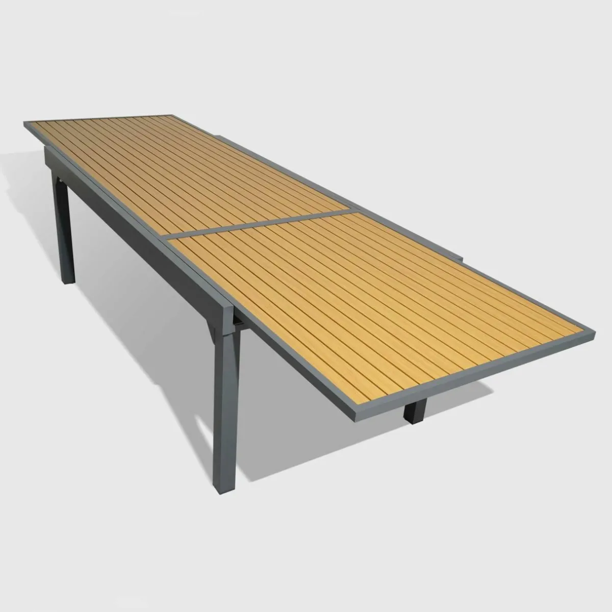 MOBELLIA Table de jardin extensible en aluminium 12 places effet bois (200/320 x 100 cm) Murano Gris Anthracite Online