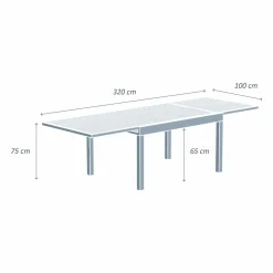 MOBELLIA Table de jardin extensible aluminium 12 places (200/320 x 100 cm) Murano Bronze Outlet