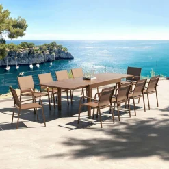 MOBELLIA Table de jardin extensible aluminium 10 places (135/270 x 90 cm) Murano Bronze