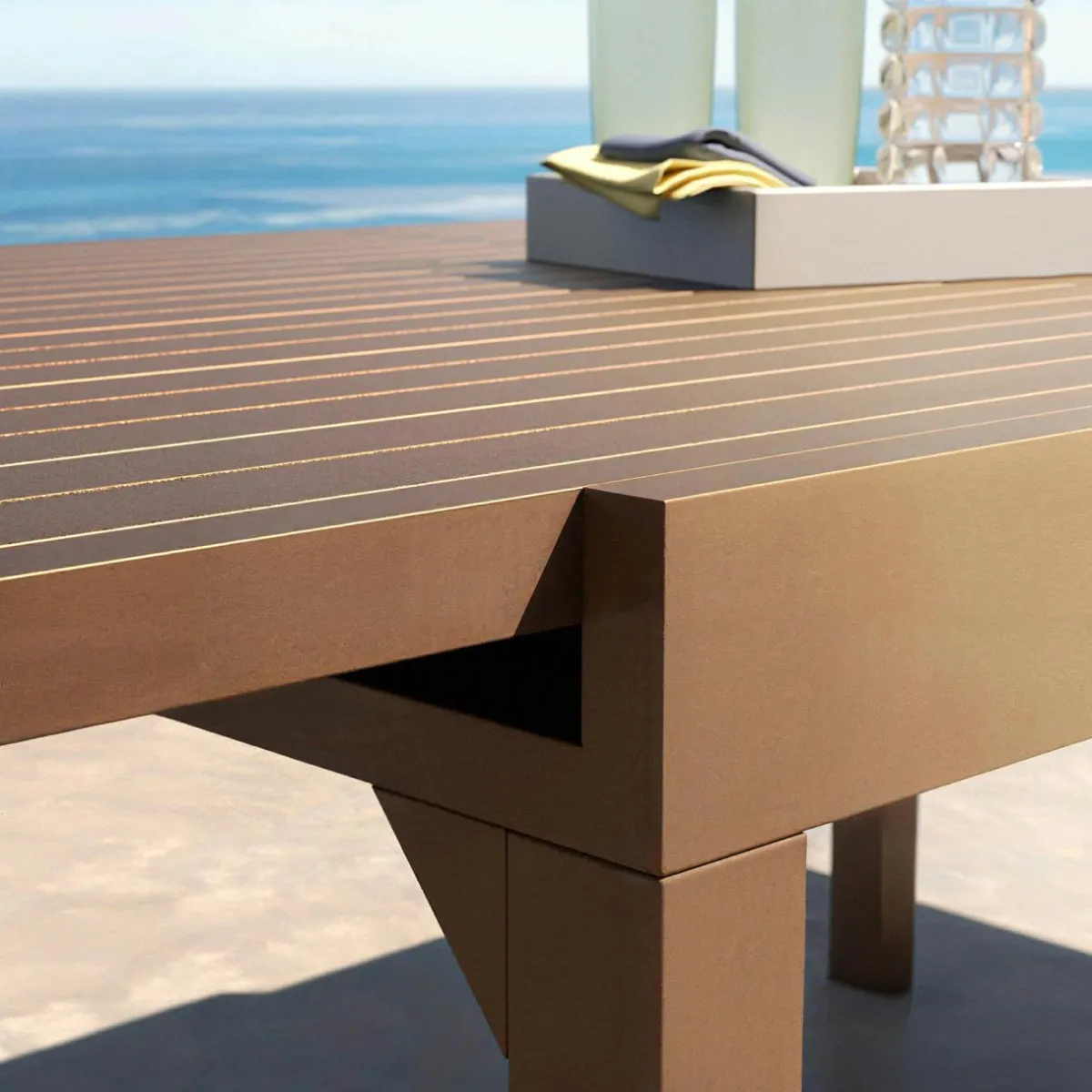 MOBELLIA Table de jardin extensible aluminium 10 places (135/270 x 90 cm) Murano Bronze