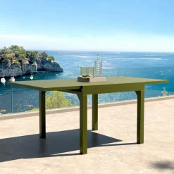 MOBELLIA Table de jardin extensible en aluminium 8 places (90/180 x 90 cm) Murano Vert olive Clearance