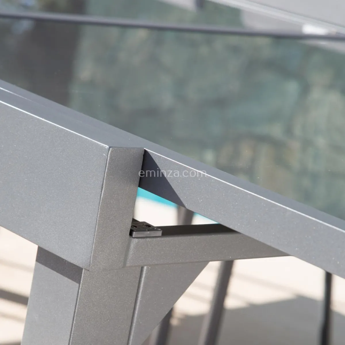 MOBELLIA Table de jardin extensible en verre 12 places (200/320 x 100 cm) Murano Gris Anthracite