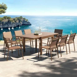 MOBELLIA Table de jardin extensible en aluminium 8 places (90/180 x 90 cm) Murano Bronze