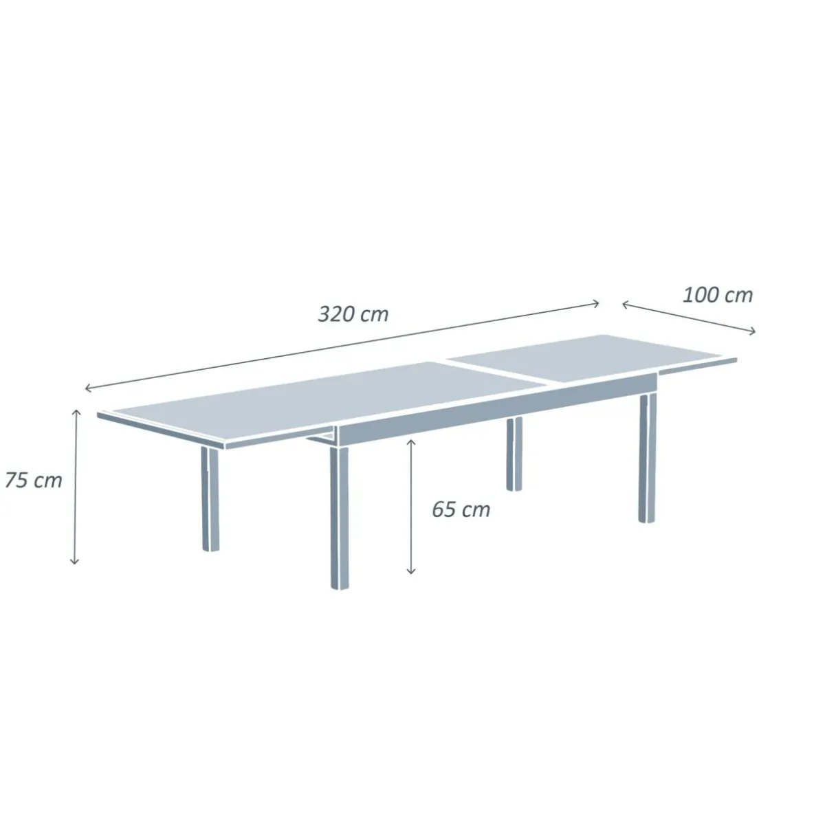 MOBELLIA Table de jardin extensible en verre 12 places (200/320 x 100 cm) Murano Vert olive Discount