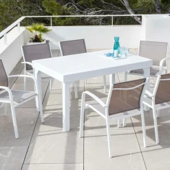 MOBELLIA Table de jardin extensible aluminium 10 places (135/270 x 90 cm) Murano Blanc Online