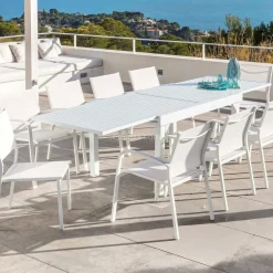 MOBELLIA Table de jardin extensible aluminium 10 places (135/270 x 90 cm) Murano Blanc Online
