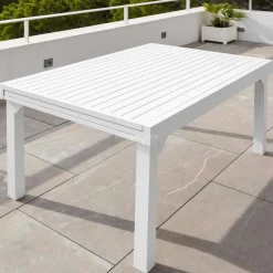 MOBELLIA Table de jardin extensible aluminium 12 places (200/320 x 100 cm) Murano Blanc Outlet