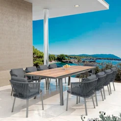 MOBELLIA Table de jardin extensible en aluminium 10 places (260 x 96 cm) Amalfi Gris Anthracite Clearance