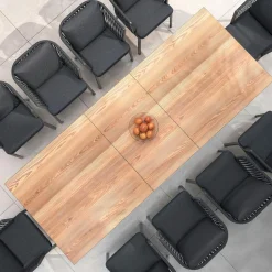 MOBELLIA Table de jardin extensible en aluminium 10 places (260 x 96 cm) Amalfi Gris Anthracite Clearance