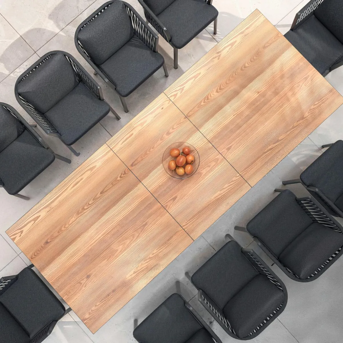 MOBELLIA Table de jardin extensible en aluminium 10 places (260 x 96 cm) Amalfi Gris Anthracite Clearance