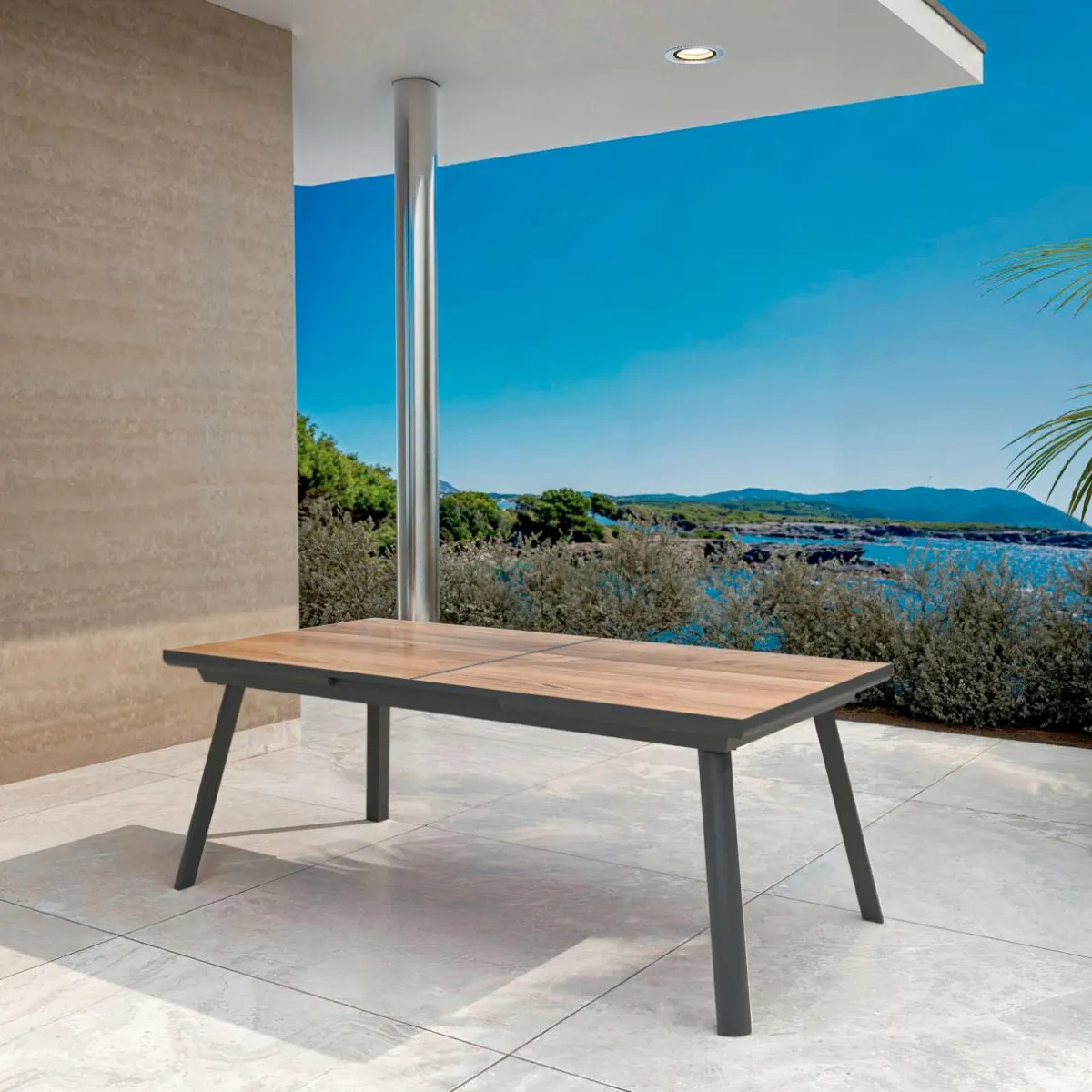 MOBELLIA Table de jardin extensible en aluminium 10 places (260 x 96 cm) Amalfi Gris Anthracite Clearance