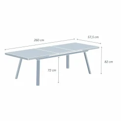 MOBELLIA Table de jardin extensible en aluminium 10 places (260 x 96 cm) Amalfi Gris Anthracite Clearance