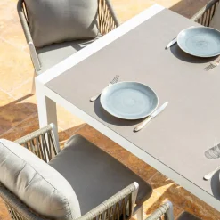 MOBELLIA Table de jardin extensible en aluminium 12 places (195/300 x 96 cm) Amalfi Blanc Online