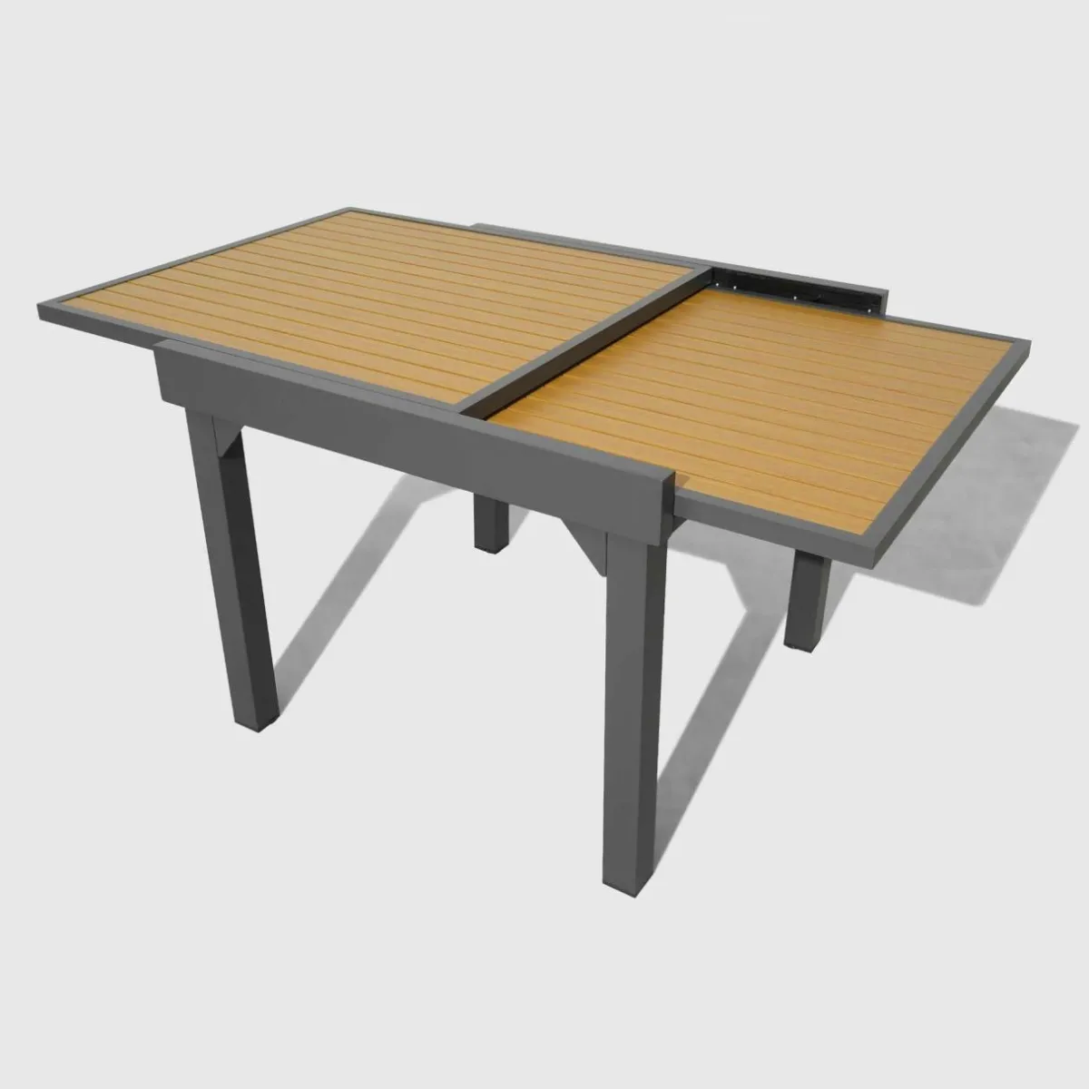 MOBELLIA Table de jardin extensible en aluminium 8 places effet bois (90/180 x 90 cm) Murano Gris Anthracite Best