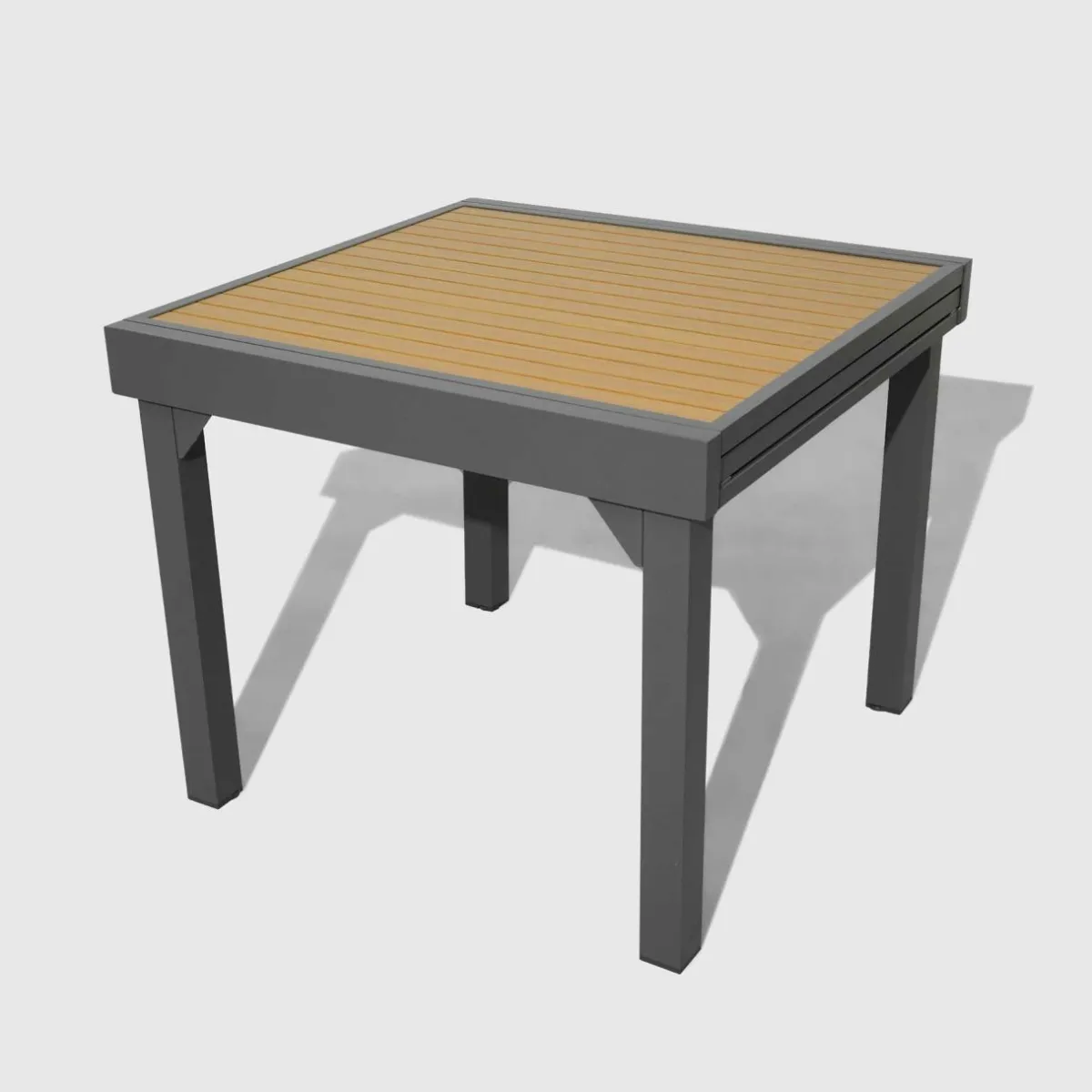 MOBELLIA Table de jardin extensible en aluminium 8 places effet bois (90/180 x 90 cm) Murano Gris Anthracite Best