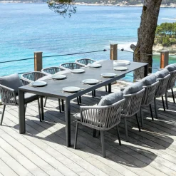 MOBELLIA Table de jardin extensible en aluminium 12 places (195/300 x 96 cm) Amalfi Gris Anthracite Online