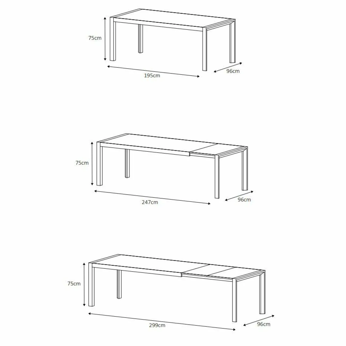 MOBELLIA Table de jardin extensible en aluminium 12 places (195/300 x 96 cm) Amalfi Gris Anthracite Online