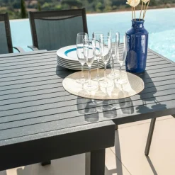 MOBELLIA Table de jardin extensible aluminium 12 places (200/320 x 100 cm) Murano Gris Anthracite Best