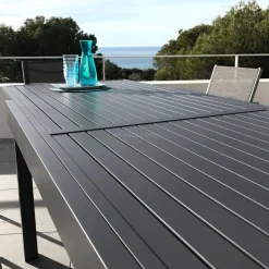 MOBELLIA Table de jardin extensible aluminium 12 places (200/320 x 100 cm) Murano Gris Anthracite Best