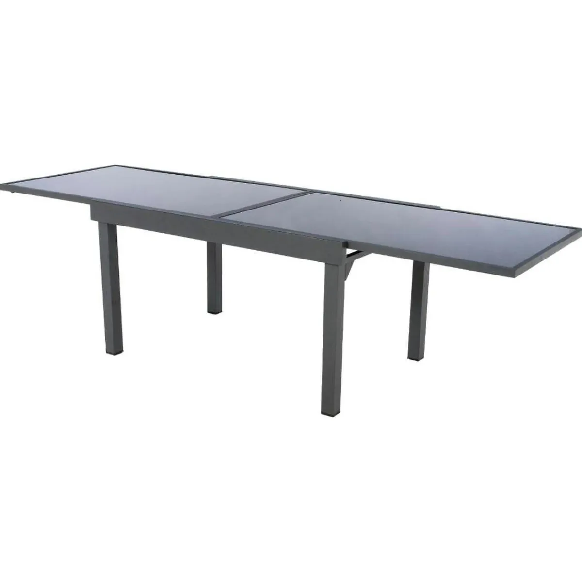 MOBELLIA Table de jardin extensible en verre 10 places (135/270 x 90 cm) Murano Gris Anthracite New