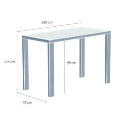 MOBELLIA Table de jardin haute en aluminium 6 places (160 x H105 cm) Murano Blanc Hot