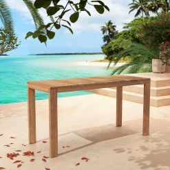 MOBELLIA Table de jardin haute en bois d'acacia 8 places (203 x H105 cm) Bornéo Naturel Online