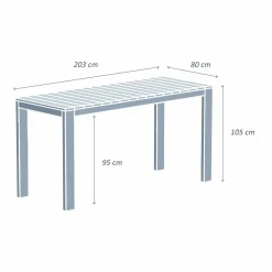 MOBELLIA Table de jardin haute en bois d'acacia 8 places (203 x H105 cm) Bornéo Naturel Online