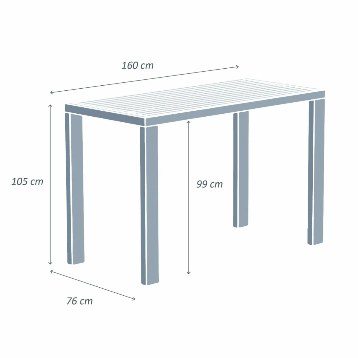 MOBELLIA Table de jardin haute en aluminium 6 places (160 x H105 cm) Murano Gris Anthracite Sale