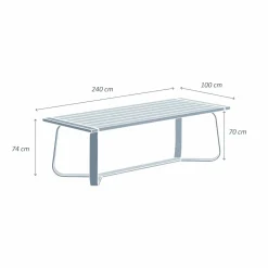 MOBELLIA Table de jardin rectangulaire en aluminium 10 places (240 x 100 cm) Long Beach cendré Blanc Sale