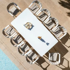 MOBELLIA Table de jardin rectangulaire en aluminium 10 places (240 x 120 cm) Monte Carlo Blanc Clearance
