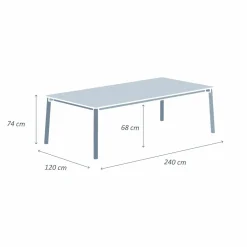 MOBELLIA Table de jardin rectangulaire en aluminium 10 places (240 x 120 cm) Monte Carlo Blanc Clearance