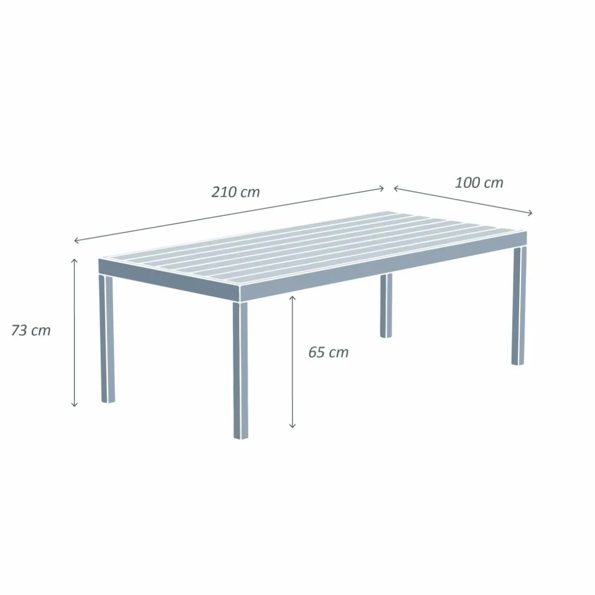 MOBELLIA Table de jardin rectangulaire aluminium 8 places (210 x 100 cm) Murano Vert olive New