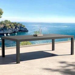 MOBELLIA Table de jardin rectangulaire aluminium 10 places (240 x 120 cm) Murano Gris Anthracite Best