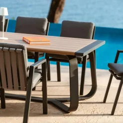 MOBELLIA Table de jardin rectangulaire en aluminium 10 places (240 x 100 cm) Long Beach Gris Anthracite Hot