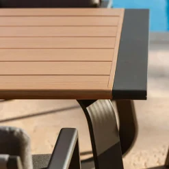 MOBELLIA Table de jardin rectangulaire en aluminium 10 places (240 x 100 cm) Long Beach Gris Anthracite Hot