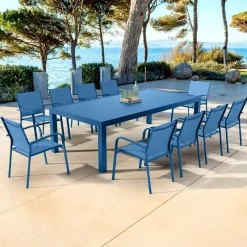 MOBELLIA Table de jardin rectangulaire aluminium 10 places (240 x 120 cm) Murano Bleu pétrole Sale