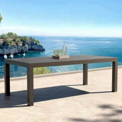 MOBELLIA Table de jardin rectangulaire aluminium 8 places (210 x 100 cm) Murano Gris Anthracite Best