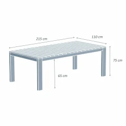 MOBELLIA Table de jardin rectangulaire en bois d'acacia 8 places (215 x 110 cm) Bornéo Naturel Hot