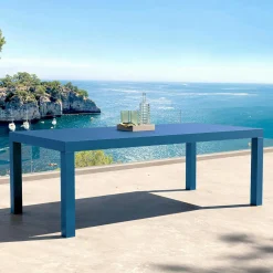 MOBELLIA Table de jardin rectangulaire aluminium 8 places (210 x 100 cm) Murano Bleu pétrole Hot