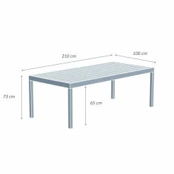 MOBELLIA Table de jardin rectangulaire aluminium 8 places (210 x 100 cm) Murano Bleu pétrole Hot