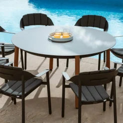 MOBELLIA Table de jardin ronde en aluminium 8 places (D149 cm) Monte Carlo Gris Anthracite Online