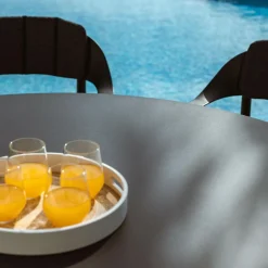 MOBELLIA Table de jardin ronde en aluminium 8 places (D149 cm) Monte Carlo Gris Anthracite Online