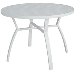 MOBELLIA Table de jardin ronde en aluminium 5 places (D105 cm) Murano Blanc