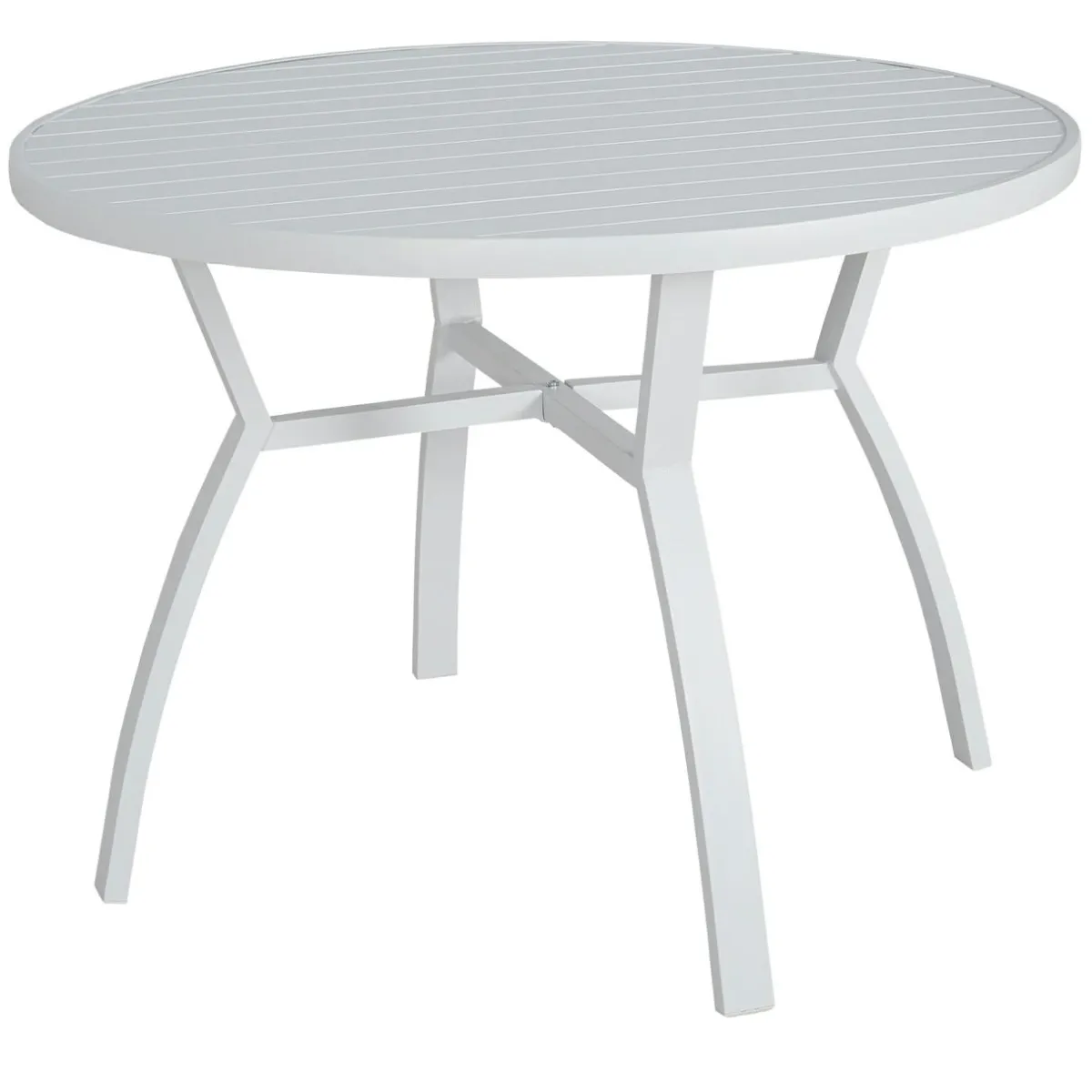 MOBELLIA Table de jardin ronde en aluminium 5 places (D105 cm) Murano Blanc